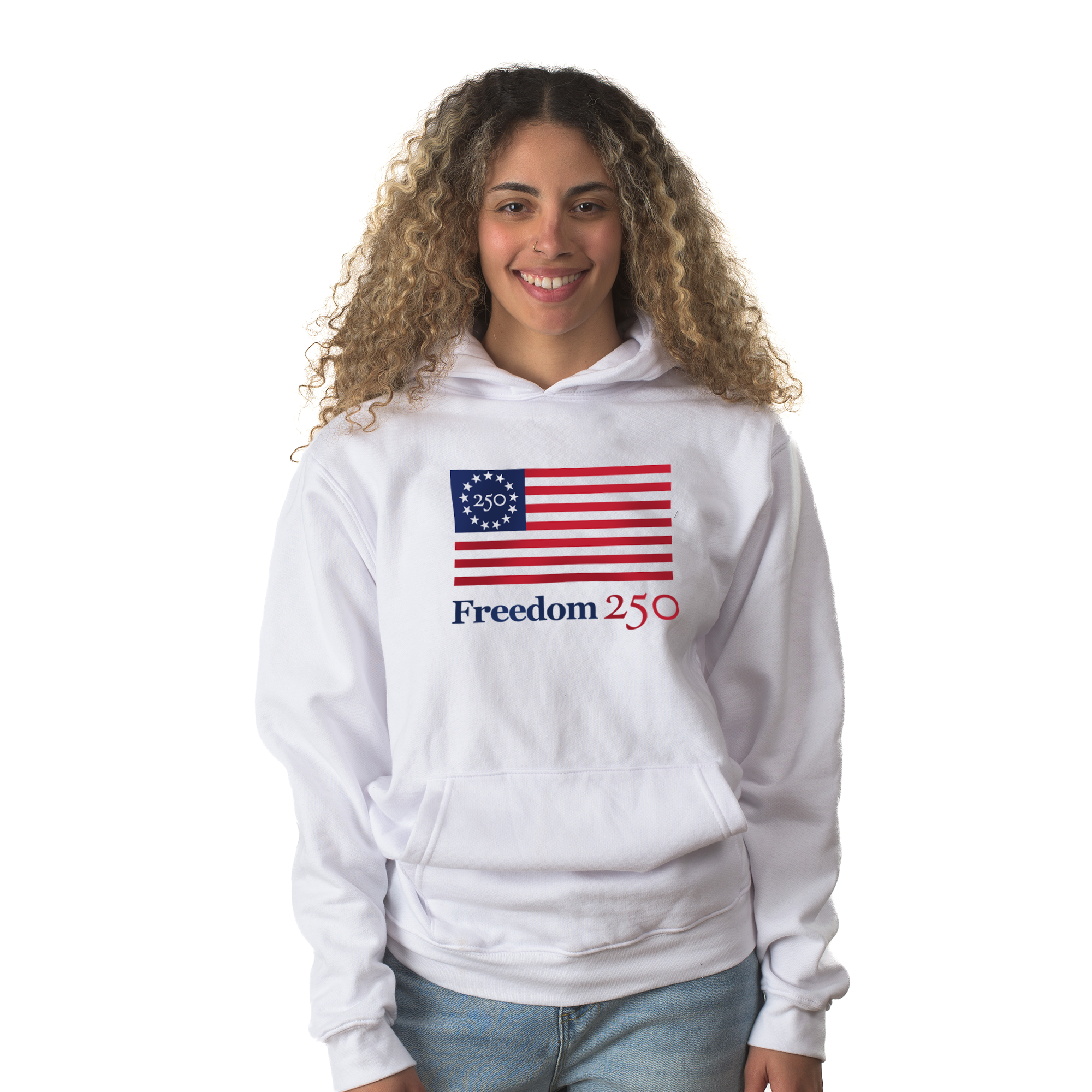 Freedom 250 Unisex White Hooded Pullover