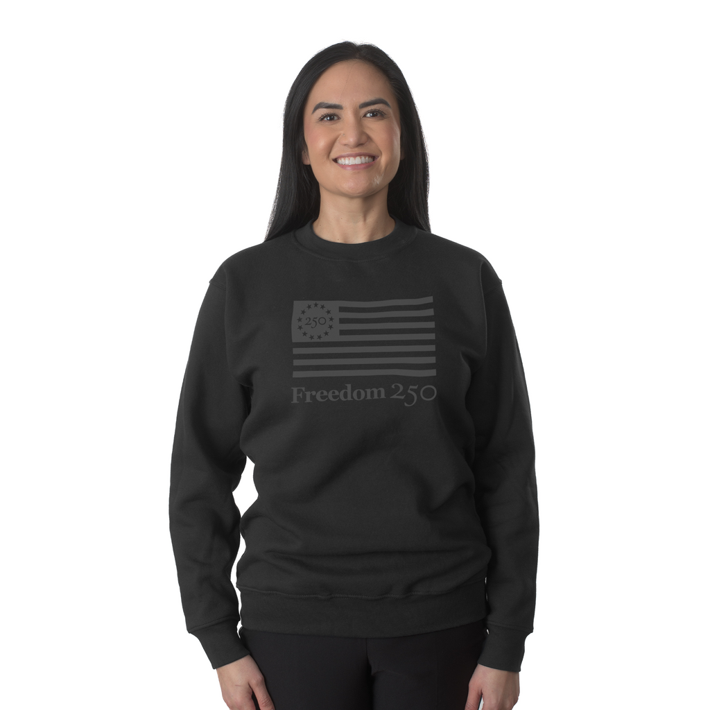 Freedom 250 Monochromatic Unisex Black Fleece Sweatshirt